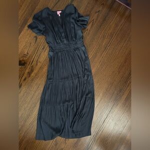 Muse Navy Satin Midi Dress